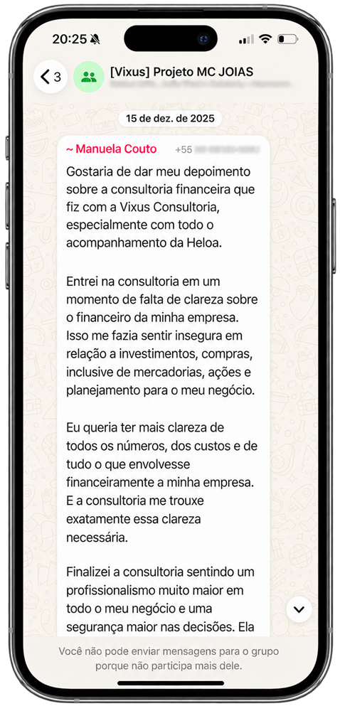 Depoimento de cliente Vixus 1